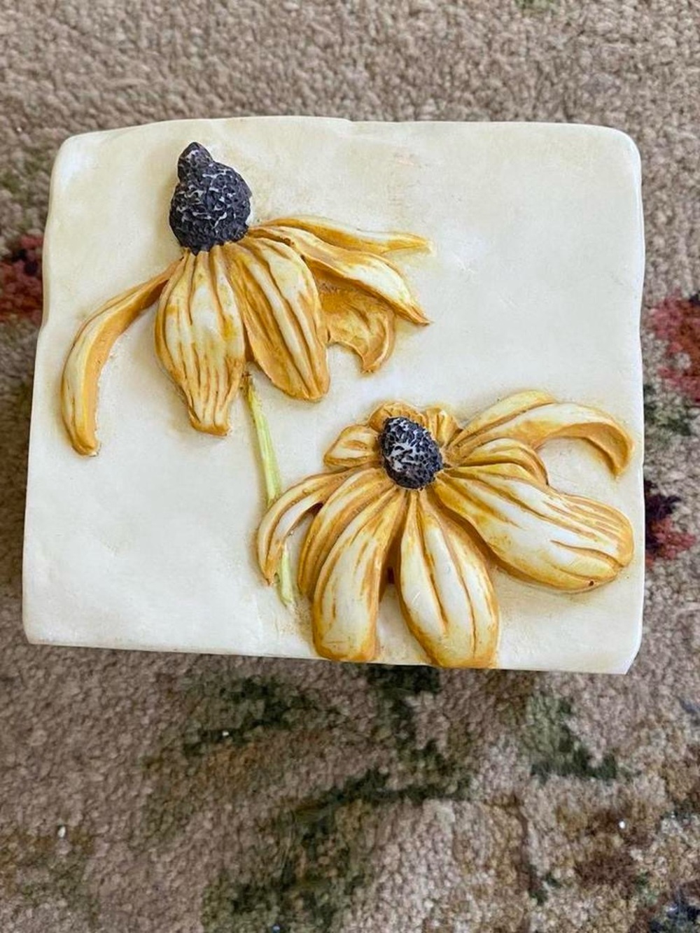 vintage daisy square flower vase